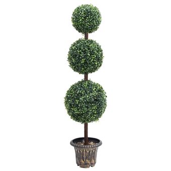 Planta Artificial Buxo em Forma de Esfera com Vaso vidaXL | 118 cm | Verde - 1