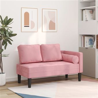 Chaise longue com almofadões vidaXL | veludo rosa - 1