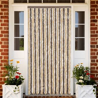 Cortina anti-insetos vidaXL | 90x200 cm | chenille castanho-escuro e bege - 1