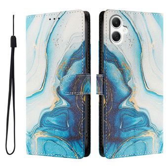 Capa FLOODKING para Samsung Galaxy A06 | Suporte | Porta-Cartões e Alça | Padrões Decorativos | Azul - 1