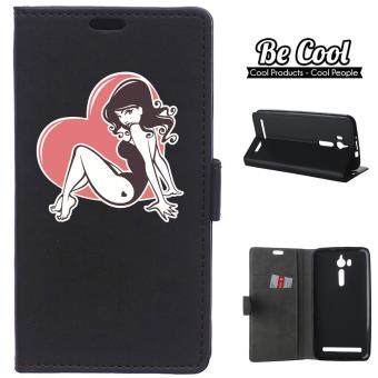 Capa BeCool estilo Livro Rapariga Pin up com coração para Asus Zenfone Go ZB552KL - 1