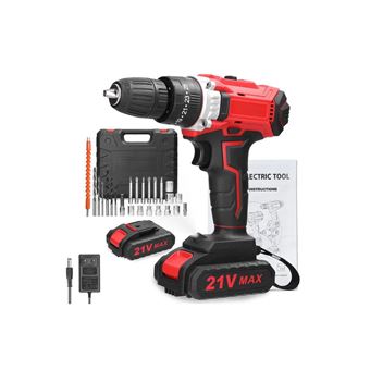 Aparafusadora / Berbequim sem fios Goeik com 25 níveis de torque | Preto e vermelho - 1