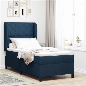 Cama Box com Colchão e Cabeceira vidaXL | Azul | 100 x 200 cm | tecido - 1