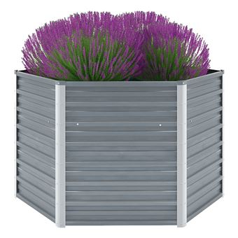 Canteiro elevado Jardim vidaXL | Aço galvanizado | 129x129x77 cm | cinzento - 1