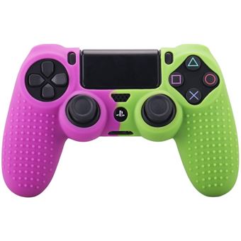 Capa HSMY Silicone Antideslizante para Comando PS4/Slim/Pro - Rosa e Verde - 1