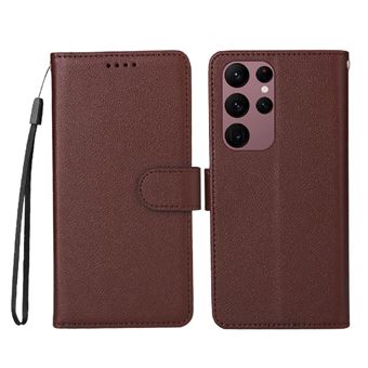 Capa Carteira FLOODKING para Samsung Galaxy S23 Ultra| Couro PU | Castanho - 1