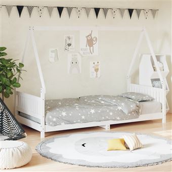 Estrutura de cama infantil vidaXL | 90x190 cm pinho maciço branco - 1