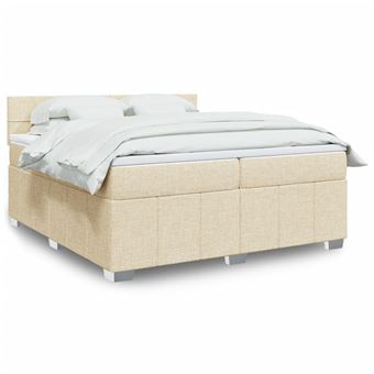 Cama com molas/colchão vidaXL | 200x200 cm | tecido cor creme - 1