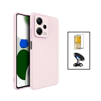 Kit Phonecare Película de Vidro Temperado 5D Full Cover + Capa Silicone Líquido + Suporte Magnético de Carro para Xiaomi Poco X5 - Rosa - 1