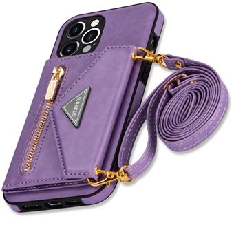 Capa com cordão crossbody porta cartões Antiimpacto | para Iphone 13 | Roxo - 1