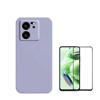 Kit Película de Vidro Temperado 5D Full Cover + Capa Silicone Líquido Phonecare para Xiaomi 13T Pro - Roxo - 1