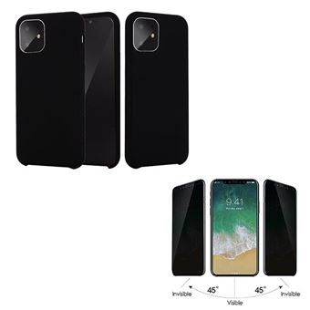 Kit Película de Vidro Phonecare Anti-Spy com Capa Silicone Liquido para iPhone 11 - Preto - 1