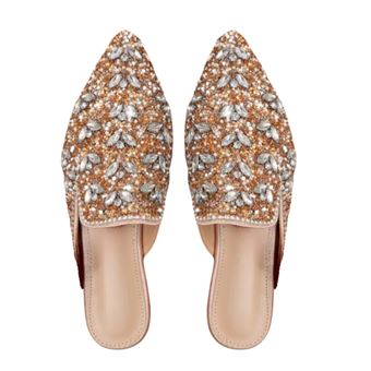 Sapato Mule com Pedraria | Dourado | Tamanho 38 - 1