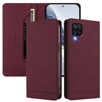 Capa FOXDOCK Tipo Carteira Flip para Samsung Galaxy A12/M12 com Bloqueio RFID | Fecho Magnético | Pele PU  | Vermelho - 1