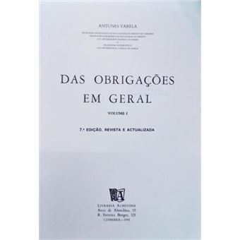 Das obrigações em geral. [vol. i - 7.ª edição] - 1