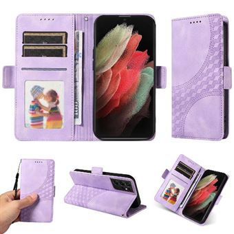 Capa FLOODKING para Samsung Galaxy S21 Ultra | Design Acolchoado | Couro PU Premium | Roxo - 1