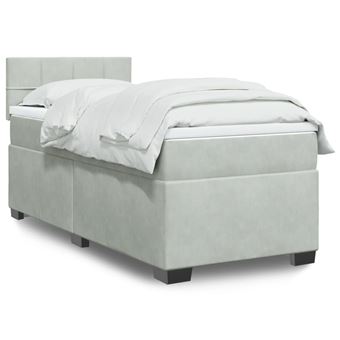 Cama com molas/colchão vidaXL | 100x200 cm | veludo cinza-claro - 1