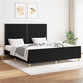Estrutura de cama vidaXL | 160x200 cm | Tecido - Preto - 1