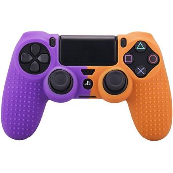 Capa HSMY Silicone Antideslizante para Comando PS4/Slim/Pro - Roxo e Laranja - 1