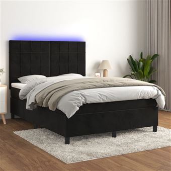 Cama box spring com colchão/LED vidaXL | 140x190 cm | veludo preto - 1