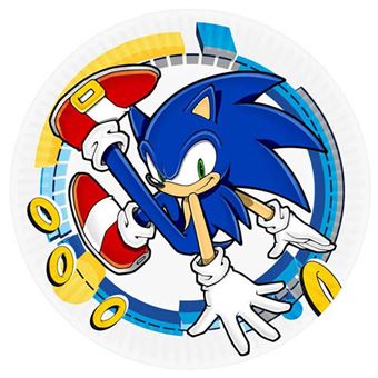 Pratos em Papel para Festa Macadamia Sonic The Hedgehog | 8 Unidades | 23 cm - 1