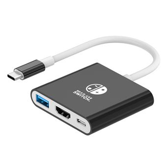 Docking Station USB-C 3 em 1 V-REEL QT14 para Nintendo Switch - PD 100W, HDMI 4K, USB 3.0 - Preto - 1