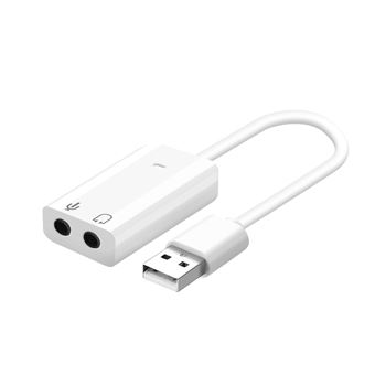 Placa de Som Externa USB Avizar para Jack 3.5 mm | Áudio e Microfone | Som de Qualidade - Branco - 1