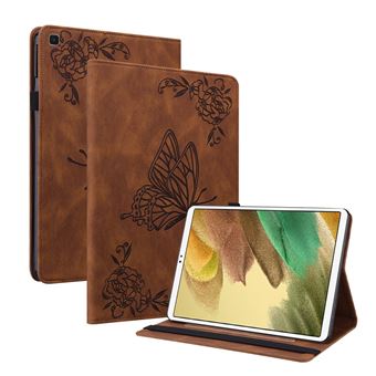 Capa PU Padrão de flores e borboletas com Fundo Castanho Magunivers para Samsung Galaxy Tab A7 Lite 8.7 inch - 1