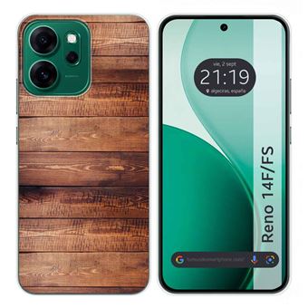 Capa Tumundosmartphone de silicone para Oppo Reno 14 FS / 14FS 5G | Design de madeira 02 desenhos - 1