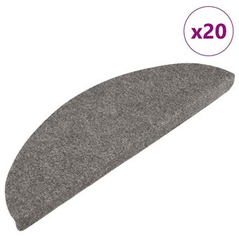 Tapetes de escada adesivos vidaXL | 20 Peças | 65x22,5x3,5 cm | cinzento - 1