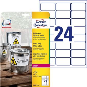 Etiqueta Autocolante Avery L4773-20 | Branco - 1