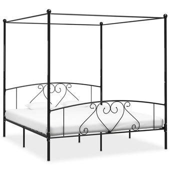 Estrutura de Cama vidaXL com dossel 200x200 cm metal preto - 1