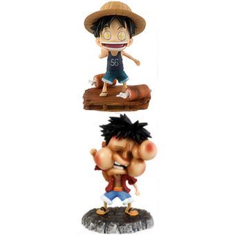 Figura Anime One Piece EZII Monkey D Luffy 15 BLACK BROWN Fat Face star 2 em 1 - 1