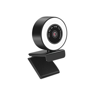 Webcam Premium Goeik com Câmara de Alta Qualidade UHD 2K | Microfone | 3 Intensidades de Luz | Base de Suporte e Clipe de Fixação | USB - Preto - 1