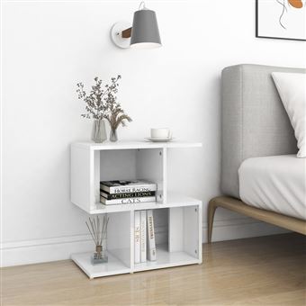 Mesa de Cabeceira vidaXL | 50x30x51,5 cm | contraplacado branco brilhante - 1