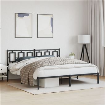 Estrutura de cama com cabeceira vidaXL | 183x213 cm | metal preto - 1