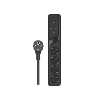 Extensão Quadrupla com 4 Entradas USB SANDA SD-4451 + 2 Entradas Type-C + 4 Tomadas | 3000W - Preto - 1