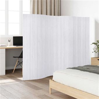 Biombo Dobrável vidaXL de Sala 250x165cm Bambu Branco - 1