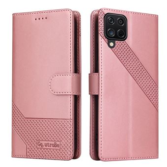 Capa PU + TPU GQ.UTROBE com Suporte Cor de Dourado Rosa para Samsung Galaxy A12 - 1