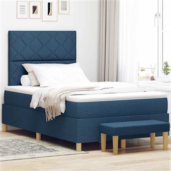 Cama Box com Colchão e Cabeceira vidaXL | Azul | 120 x 200 cm | tecido - 1