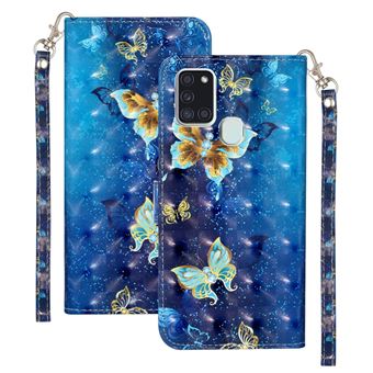 Capa Magunivers Pu Decoração de Ponto de Luz com Padrão Magnético Borboleta para Samsung Galaxy A21S