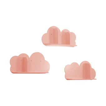 Conjunto de 3 prateleiras de parede sweeek em nuvem para quarto de criança | rosa - 1