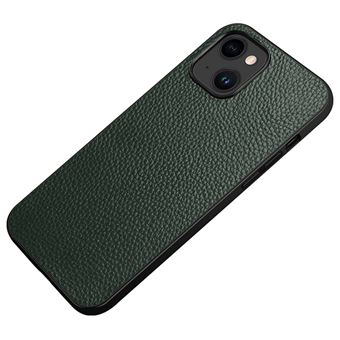 Capa e TPU + couro genuíno anti-riscos Magunivers para iPhone 14 Plus - verde - 1