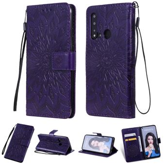 Capa Magunivers PU Girassol com Apoio Roxo para Huawei P20 Lite 2019/Nova 5I