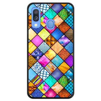 Capa Hapdey para Samsung Galaxy A40 2019 Design Mosaico Gráfico em Silicone Flexível e TPU Preto