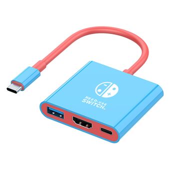 Docking Station USB-C 3 em 1 V-REEL QT14 para Nintendo Switch - PD 100W, HDMI 4K, USB 3.0 - Azul - 1