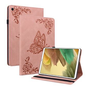 Capa PU Padrão de flores e borboletas com Fundo Rosa Magunivers para Samsung Galaxy Tab A7 Lite 8.7 inch - 1