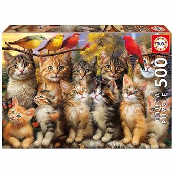 Puzzle Educa | 500 Peças | Gatinhos e Pássaros - 1