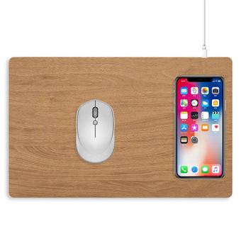 Tapete de Rato Wood com Carregamento Wireless OnLike | Castanho Claro - 1