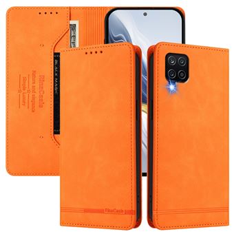 Capa FOXDOCK Tipo Carteira Flip para Samsung Galaxy A12/M12 com Bloqueio RFID | Fecho Magnético | Pele PU  | Laranja - 1